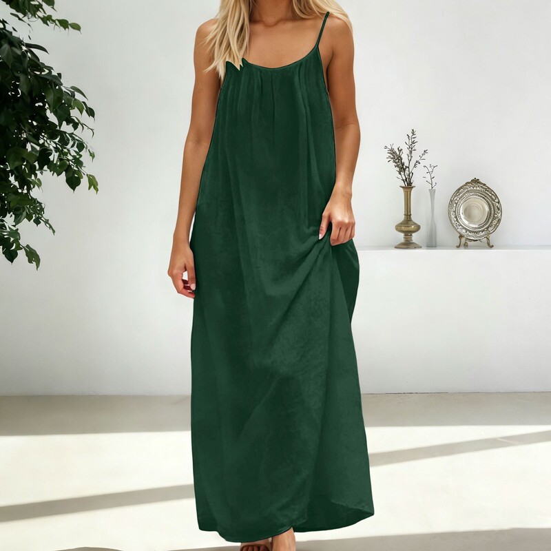 2026 Cross-Border Amazon Aliexpress New Women's Suspender Coat Backless Loose Loungewear Dress Suspender Dress