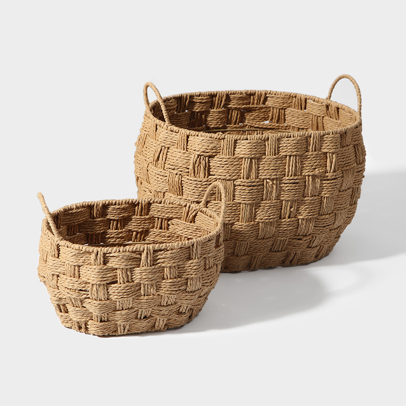 Cesta de almacenamiento de caña personalizada tejida a mano creativa de mesa snack cesto de almacenamiento de ropa sucia cesto de almacenamiento de baño