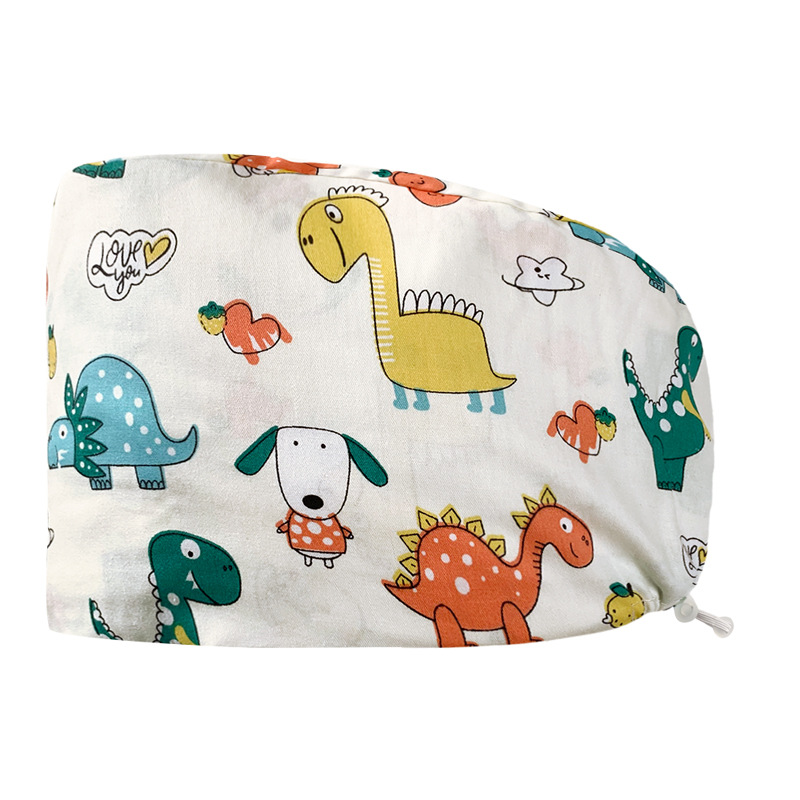 Pareja de dibujos animados lindo impreso puro algodón oral belleza médico tapa de trabajo tapa quirúrgica tapa de la enfermera de la sala de operaciones femenina