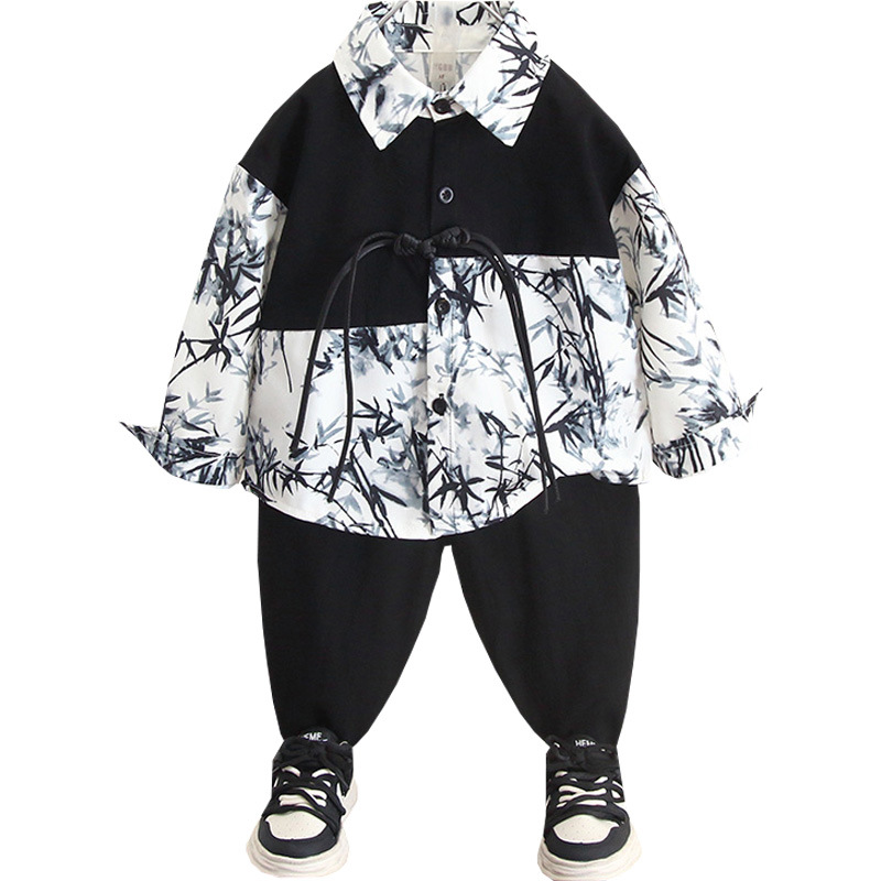 6056 Hanfu Boys Otoño Estilo chino 2024 Nuevos niños Primavera y otoño Nuevo traje chino Tang Traje de otoño para bebés Traje antiguo