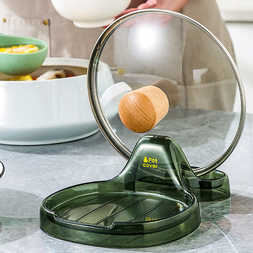 Wholesale non-slip pot lid storage rack transparent household high temperature resistant kitchen multi-functional storage rack countertop spoon temporary storage