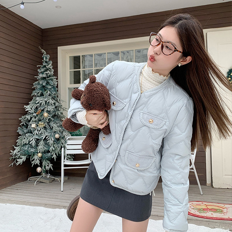 2025 pequeña fragancia ligera y cálida ropa de algodón de mujer francesa elegante con solapa de moda de invierno de pluma de algodón abrigo image 8
