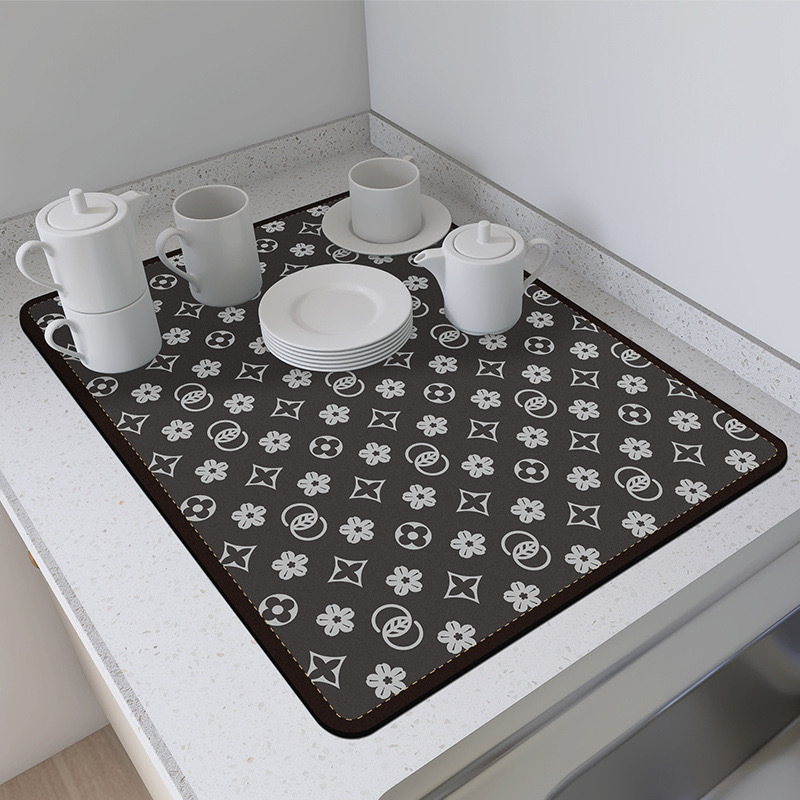 Lodo de diatomaceas transfronterizo cubiertos de color sólido almohadilla de drenaje de cocina doméstica cubierta de absorción de agua almohadilla de taza seca almohadilla de mesa de aislamiento térmico lavado