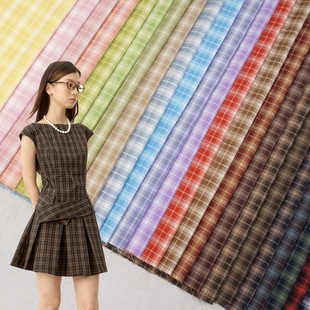 New Spring and Summer dress Plaid Fabric TR Stretch Casual Shirt Plaid Shoes Hat Bag Fabric Wholesale