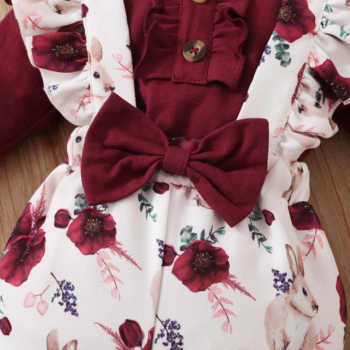 Retro Style Retro Flower Girls Clothing Sets