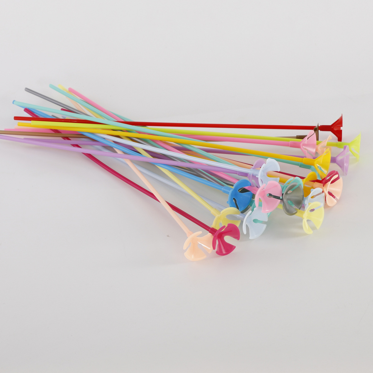 全新料加厚32CM气球杆拖塑料马卡龙色乳胶气球托杆 地推活动托杆