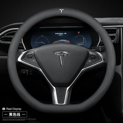 cover 21 model3 modelY: Steering wheel cover - ultra-thin-d-shaped-black-line-with-car-logo-other