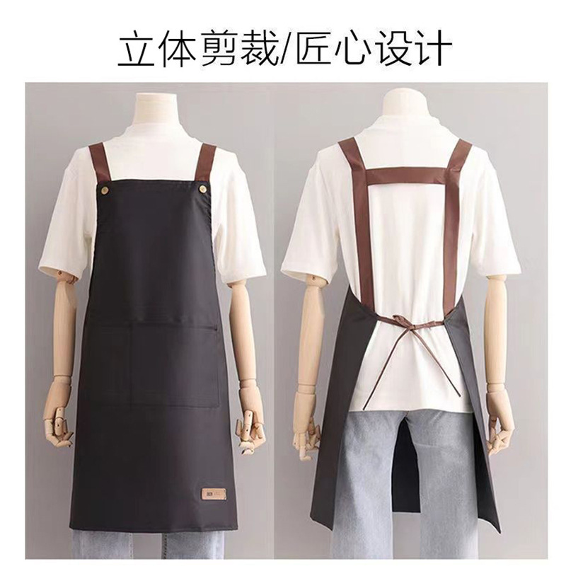 エプロン家庭用キッチン防水防油作業服ロゴ印字女性夏薄手飲食汚れ防止ウエスト|undefined