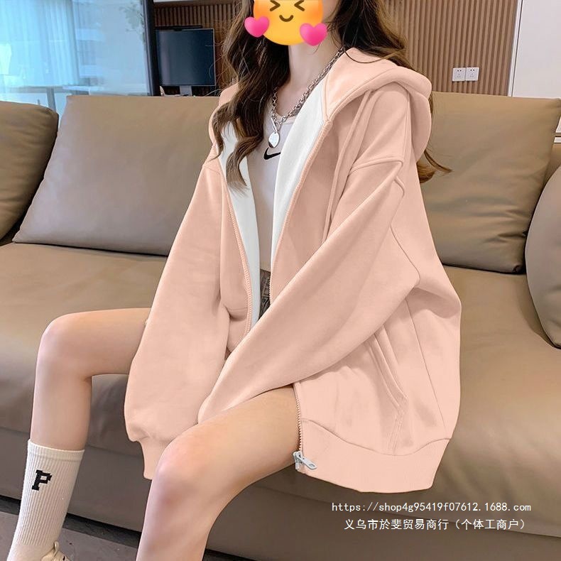 2026连帽卫衣女士秋冬季新款宽松显瘦大码胖妹妹运动拉链开衫外套