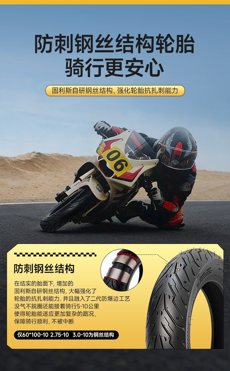 Golis Deep Sea Titan Electric Scooter Tire, Silent and Wear-Resistant, Nano High-Silicone Anti-Slip Tire