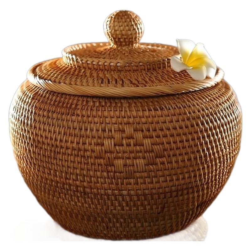 Vietnam ratán de otoño tejido Qizi pastel de té lata de té Pu'er pastel de té caja de embalaje caja de regalo almacenamiento almacenamiento cubo de té creativo