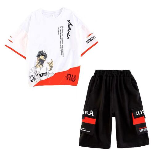Children's Summer Set  New Arrival Summer Medium and Large Children's Clothes Korean Style Short Sleeve Summer Version Stylish Internet Celebrity Trendy