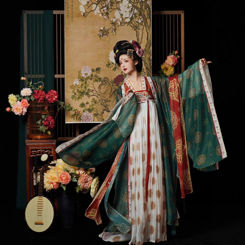 春夏の超妖精唐王朝の王女漢服女性唐王朝の胸までの長袖シャツ古代唐王朝の刺繍古代風漢服|undefined