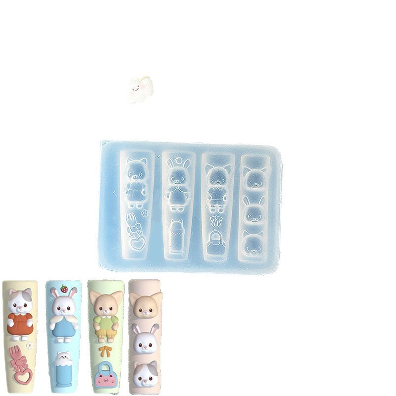 かわいいセンベルウサギ高透明ネイルアートデコレーションシリコーンモールド DIY 接着剤 UV 接着剤ネイルジュエリーデコレーションモールド|undefined