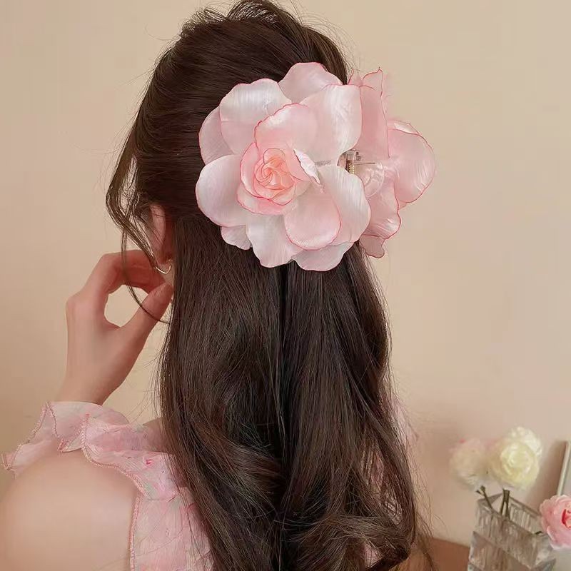 4503 Pink-Mesh Flower Clip