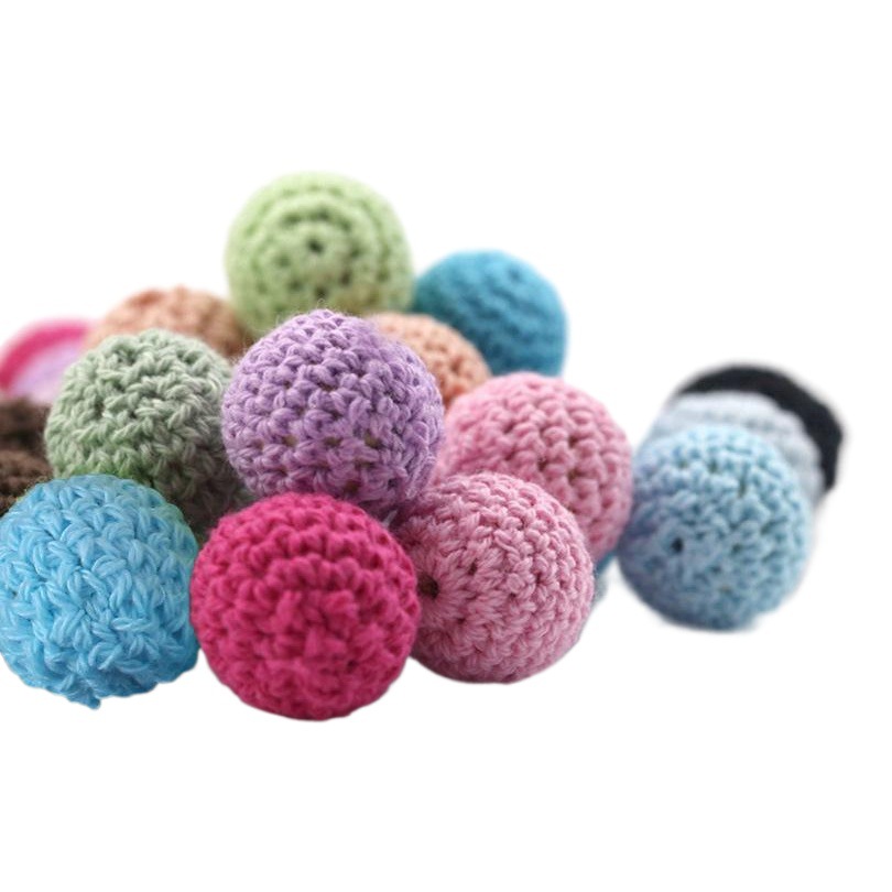 20mm de madera de algodón crochet bola de lana de comercio exterior DIY accesorios de la joyería perlas bola de algodón AliExpress Amazon