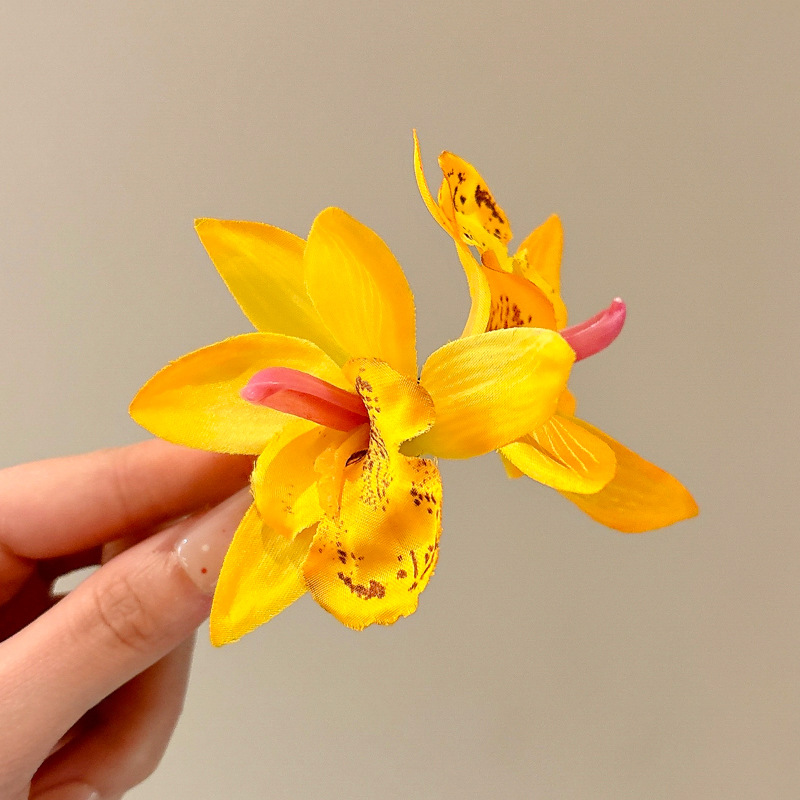 Super inmortal puro deseo mariposa orquídea Liuhai clip de flores para el cabello de la mujer atmósfera superior vacaciones en el mar fotos clip de flores para el cabello