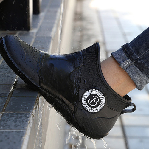 Cross-border rain boots for men, new Chelsea fashion short rain boots, Japanese style simple non-slip soft sole low-top women's overshoes
