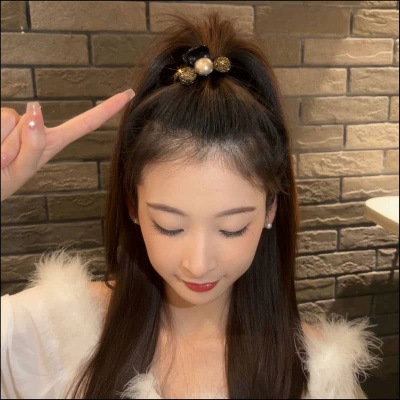 Leichtes Luxus-Design mit Perlen, Strass, Acryl, kleiner Greifer, modischer All-Match-Rückenlöffel, halbe Krawatte, Haarnadel, Pony-Clip_voghion.com