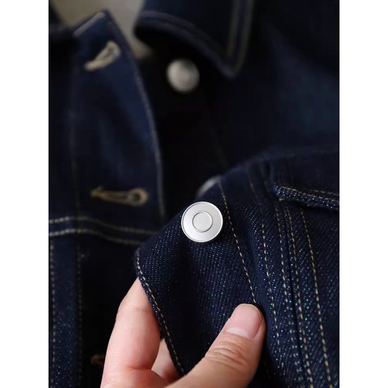Women's Clothing This sense of quality is really gone! Bright Silk Lapel Niche Design Short Denim Coat Women's Spring_voghion.com