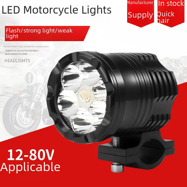 Cross-Border E-Commerce Motorcycle Led Headlight High-Power Car Light Electric Car Light External Light Barrel Flash Spotlight 80V