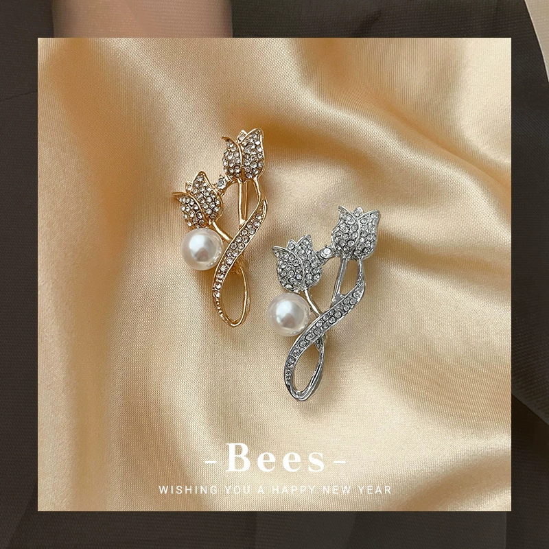 Изысканная брошь, модная булавка-подвеска из жемчуга, костюм, стиль Chanel, орхидея