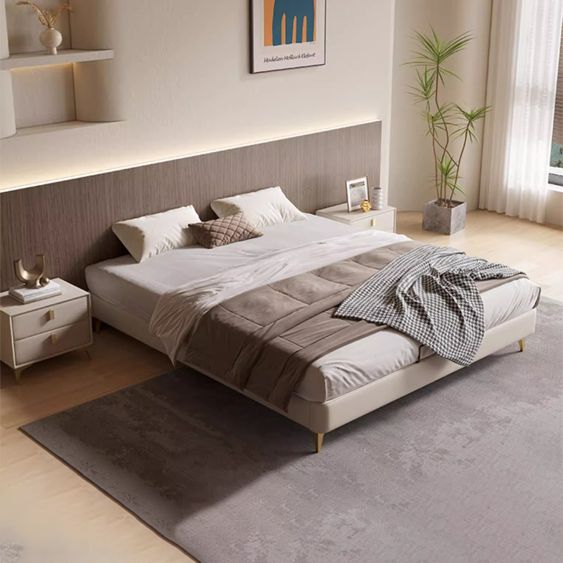 Cama sin cabeza moderna y simple doble tipo de casa pequeña con cajones cama de almacenamiento en el suelo cama sin respaldo cama de madera maciza cama de tatami