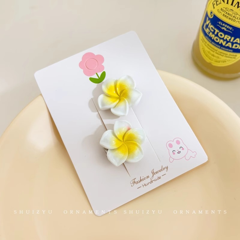 Huevo flor clip para el cabello de cabeza de mujer frente clip para el cabello de flores fotos junto al mar borde del cabello frangeo lateral clip para la boca