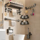 Gun Grey Aluminum Alloy Suction Punch-free Towel Rack Bathroom Storage Rack Integrated Bathroom Toilet Net Basket Rack