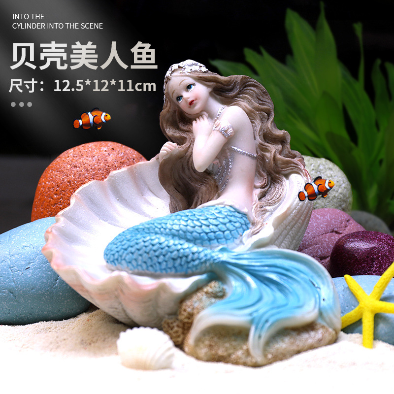 Pecera paisaje sirena rocalla decoración planta de agua resina salón acuario simulación paquete coral combinación