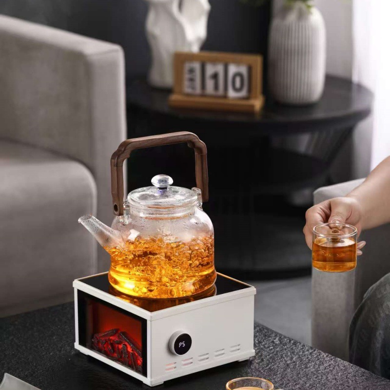New Model Tea Brewing Electric Ceramic Stove with Simulated Charcoal Fire, High-Power Rotary Switch Tea Brewing and Water Boiling Stove