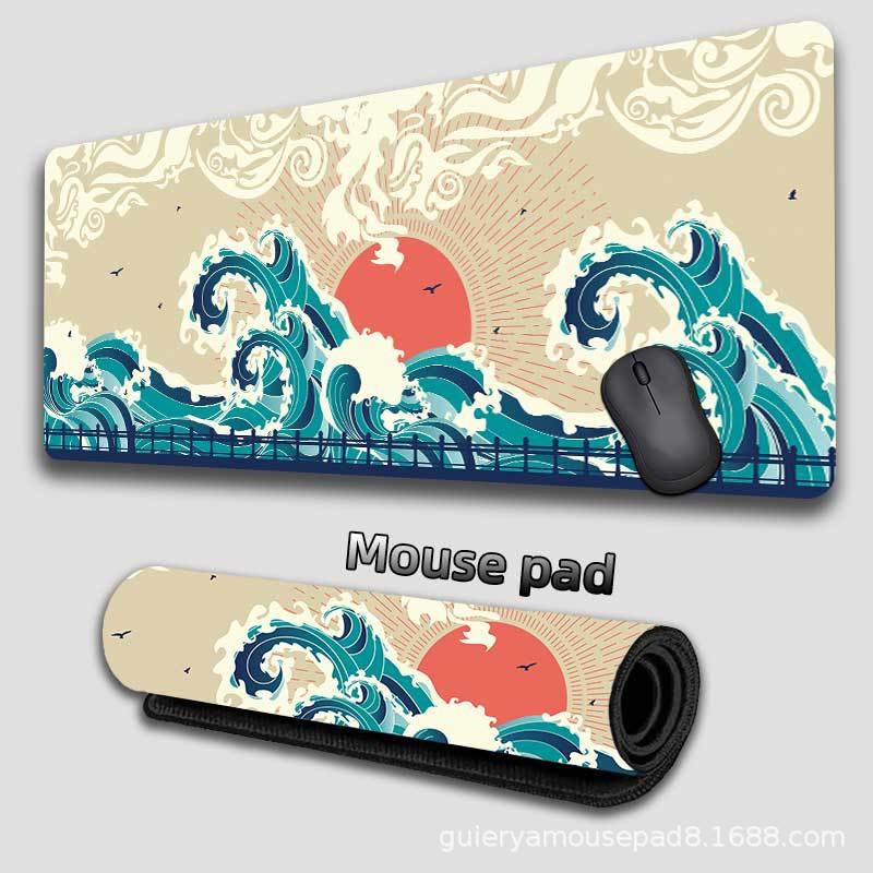 Kanagawa Waves Japanese Wind Alfombrilla de ratón súper grande transfronteriza Alfombrilla de escritorio de oficina personalizada Alfombrilla de ratón para teclado Mousepad