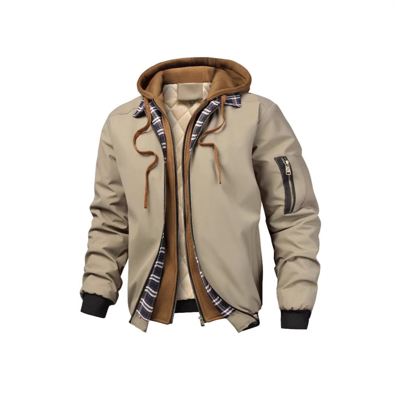 2026 Cross-Border Foreign Trade Hot-Selling Spring, Autumn, and Winter Men's Quilted Cotton Jacket with Hood, Faux Two-Piece Design for Young People 2026 Cross-Border Foreign Trade Hot-Selling Spring, Autumn, and Winter Men's Quilted Cotton Jacket with Hood, Faux Two-Piece Design for Young People