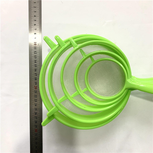 Creative plastic handle multifunctional mesh drain 5-piece set Oil-separating flour sieve bird's nest drain mesh soy milk filter oil grid