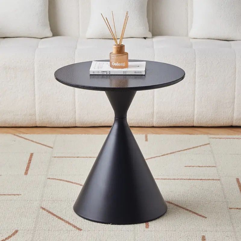 Mesa de té de madera sólida de viento de crema minimalista sala de estar doméstica pequeña casa moderna simple alta sensación redonda mesas de borde móviles