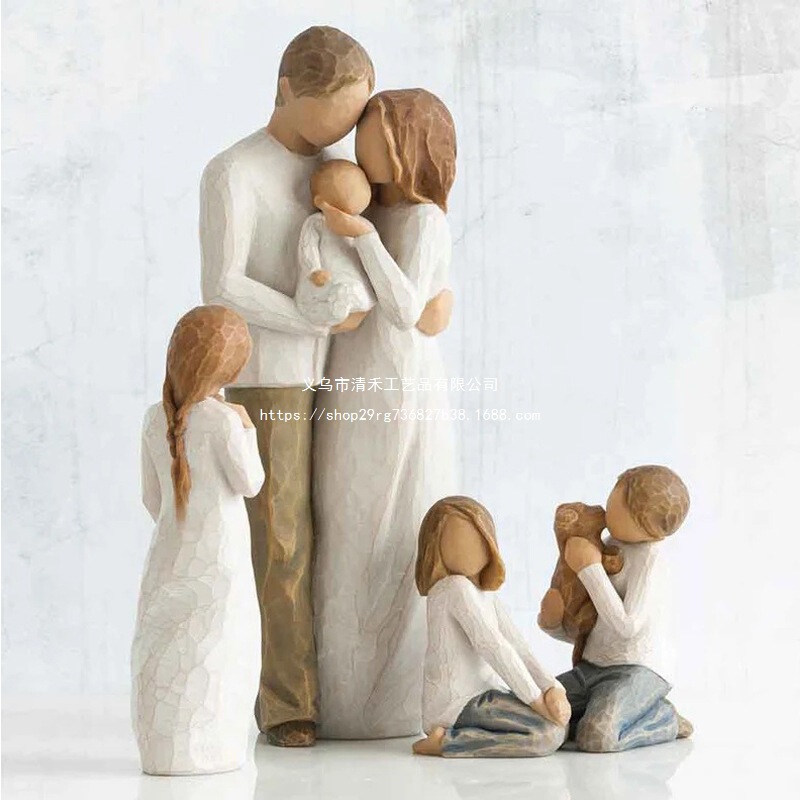Cross-Border New Valentine's Day Imitation Wood Carving Couple Lovers Intimate Ornaments Resin Crafts Home Decoration Crafts