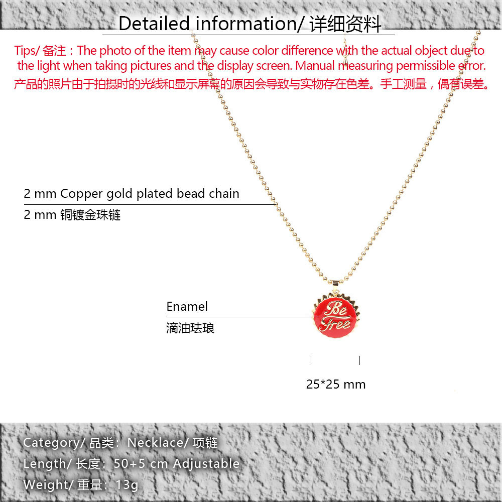 wholesale jewelry drip oil bottle cover pendant copper necklace nihaojewelry