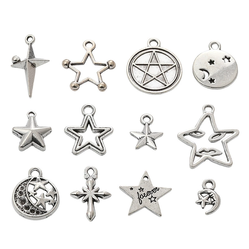 Оптовая продажа DIY ретро аксессуаров для украшений из цинкового сплава, подвеска в виде четырехконечной звезды, популярный товар для трансграничной торговли A800752