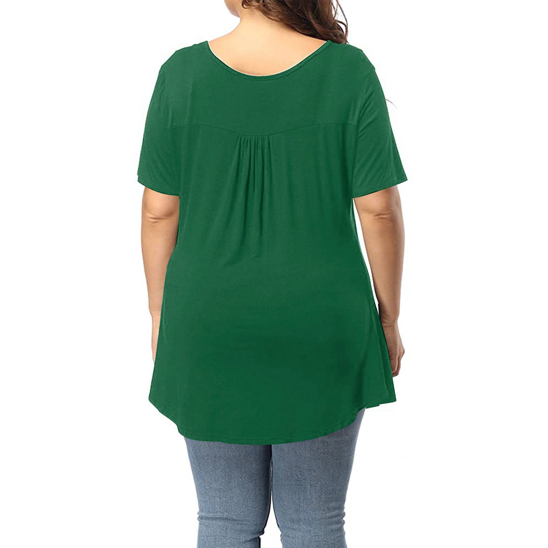 2025 verano damas nuevas ventas de Aliexpress botones de pluma de color sólido sueltas camisetas de manga corta mujeres en stock image 16