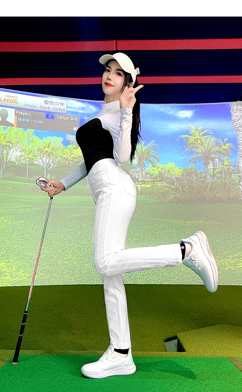 Áo thun dài tay nữ cổ tròn thể thao golf nhẹ thoáng mát — YF737 [Áo sơ mi trắng POLO, YF737 [Áo sơ mi trắng đen POLO chi tiết 10