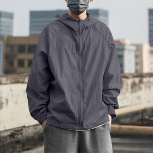 Cross-Border Ice Silk Thin Sun Protection Clothing Men's Summer 2025 New Outdoor Hooded Jacket Loose Breathable Anti