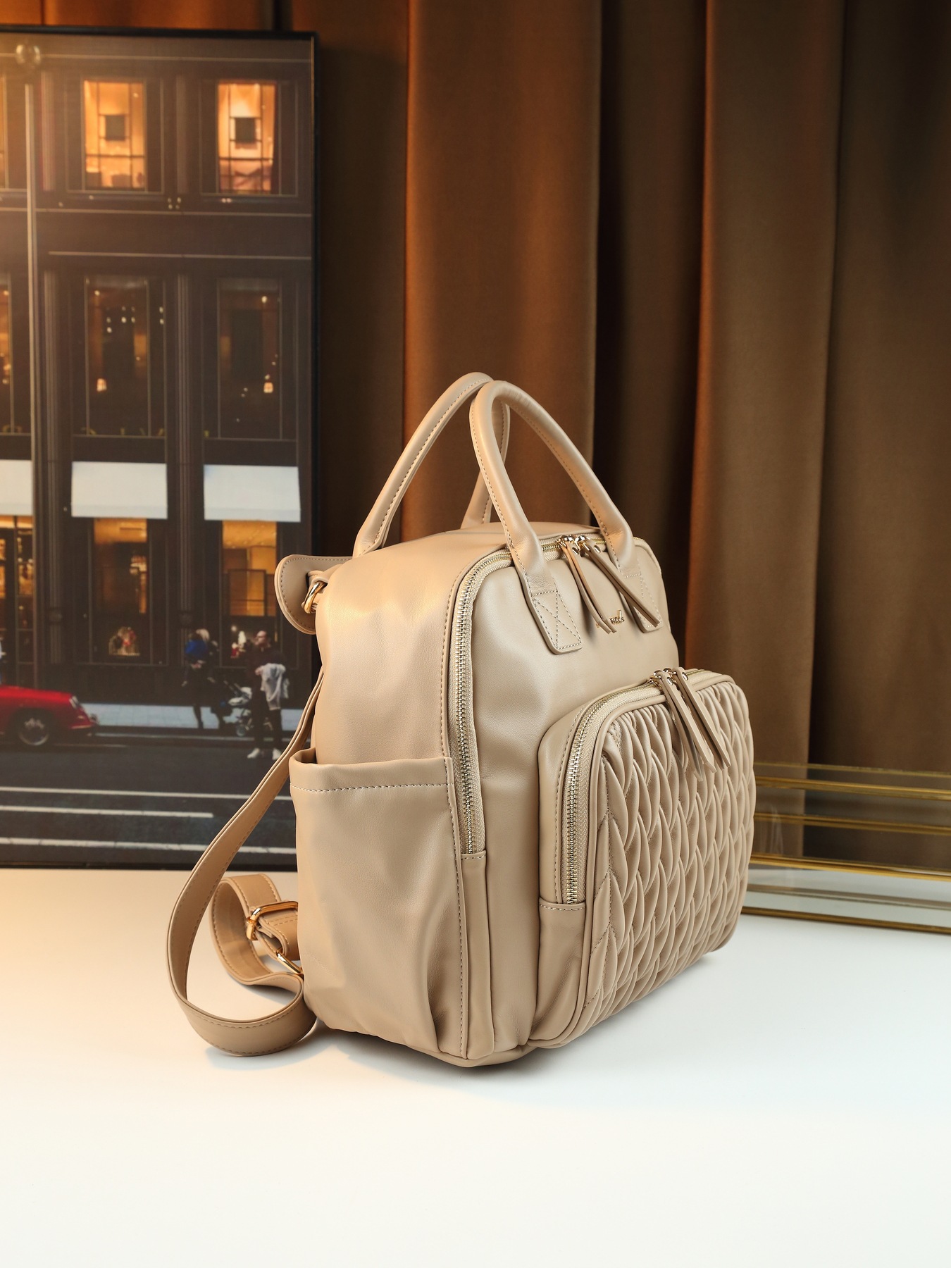 Retro-Rucksack im einfarbigen, gewebten Design – vielseitige, lässige Reise- und Wickeltasche für Damen_voghion.com
