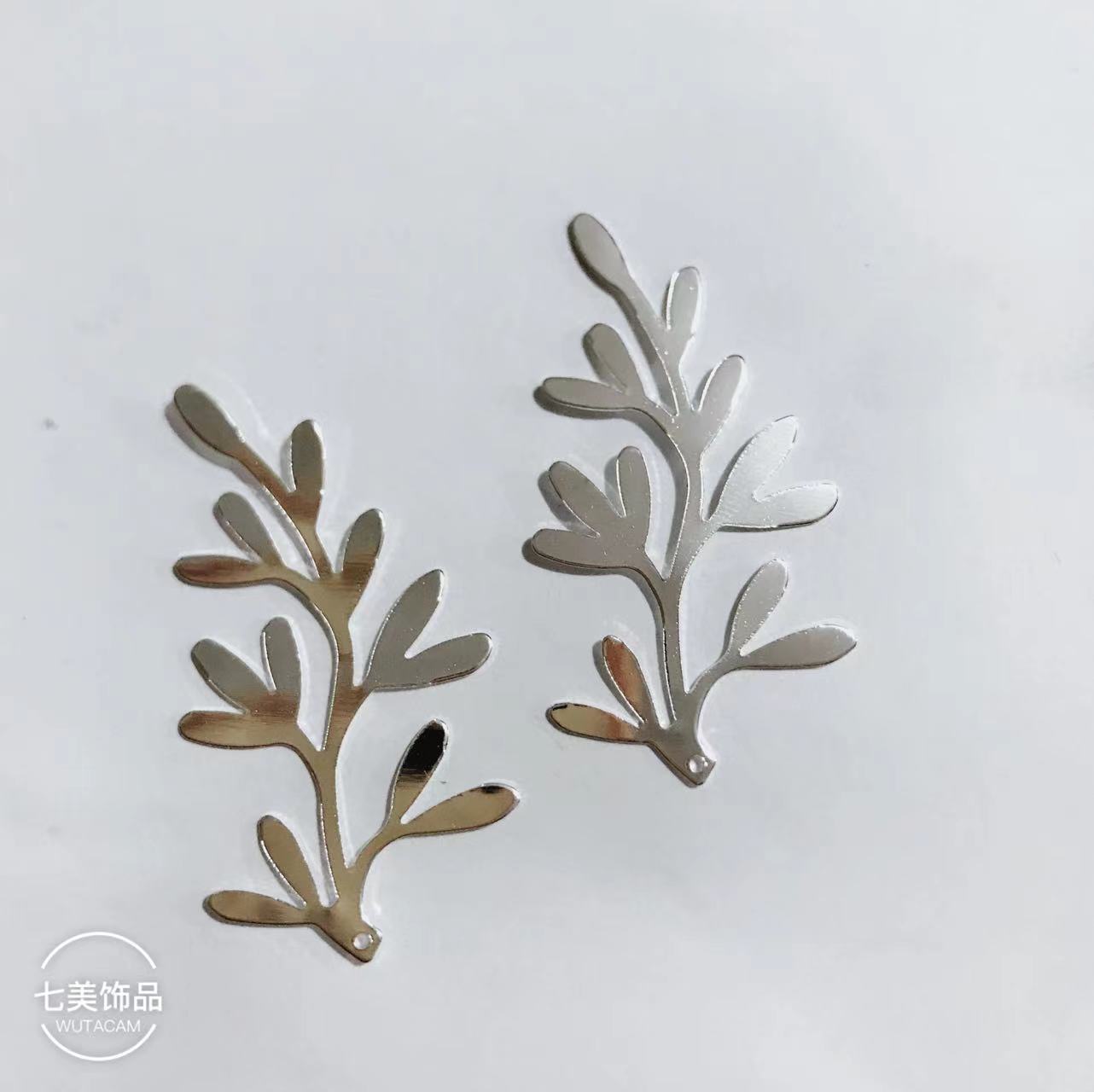 Hojas, hojas, metal, flores, ramillete, accesorios de joyería, bricolaje, material antiguo, ropa de plata Miao, accesorios de abanico, plata
