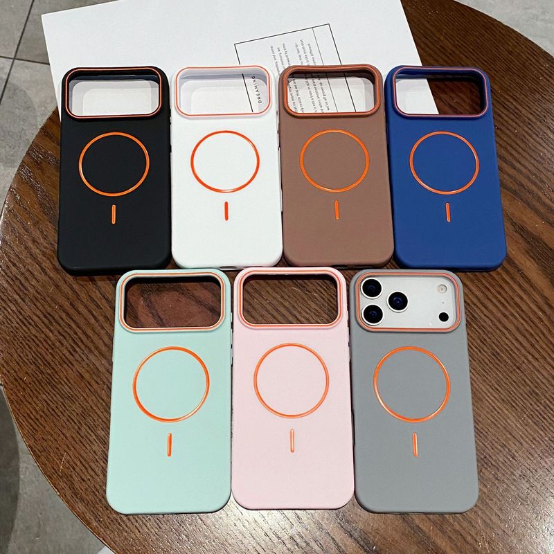 适用iPhone17pro手机壳磨砂细圈磁吸苹果16pro硅胶软壳防摔保护套|undefined