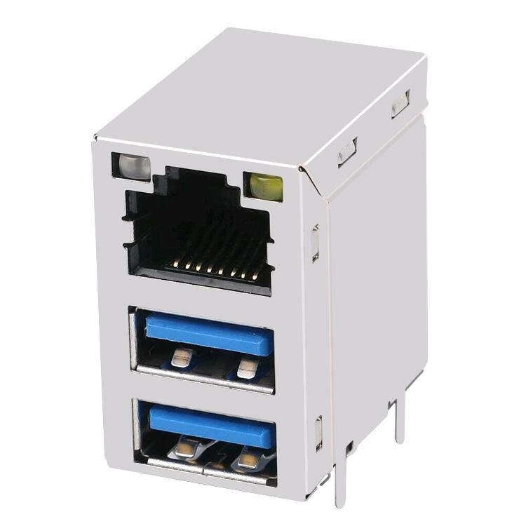 1840025-4 Завод прямых продаж Гигабитный разъем RJ45 + USB
