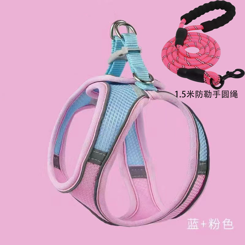 猫咪牵引绳可爱背心式胸背防挣脱幼猫魔术贴安全扣反光宠物遛猫绳|undefined