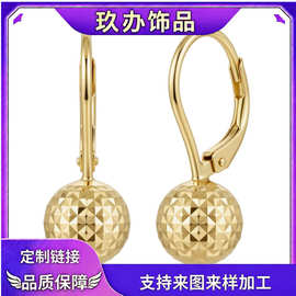 亚马逊跨境新款法式耳钩球吊坠耳环通勤冷淡风圆形时尚几何女