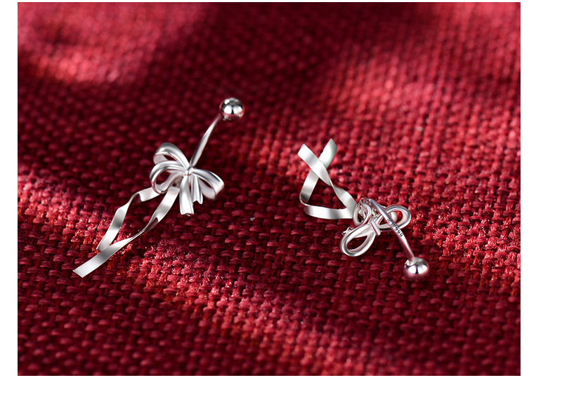 1 Pair Elegant Simple Style Bow Knot Sterling Silver Drop Earrings display picture 1