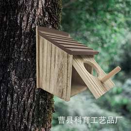 户外木制鹦鹉虎皮玄凤小鸟窝实木鹦鹉繁殖箱木质鸟窝摆件鸟巢鸟屋