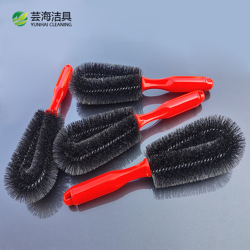 Red handle black PP silk car microfiber tire brush hub brush cleaning supplies car wash tool brush